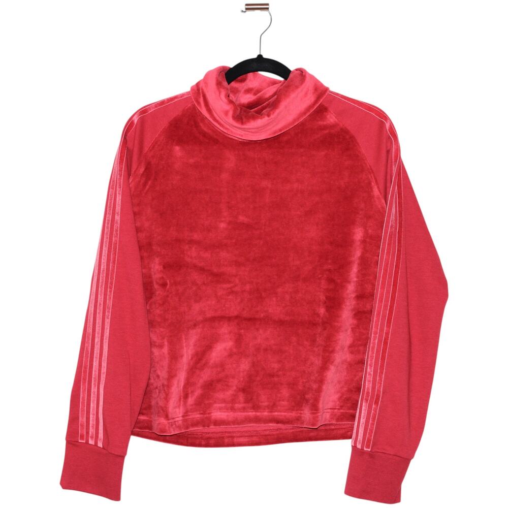 Adidas Logo Sport ID Red Velour Top Size Large NWT